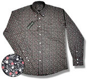 View Item Relco Mini Floral Print Long Sleeve Button Down Shirt Black Red 